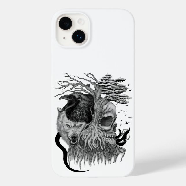 Wolf and Raven with Skull Case-Mate iPhone Case (Back)