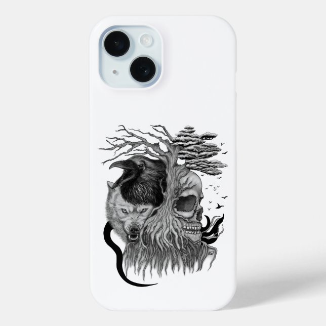 Wolf and Raven with Skull Case-Mate iPhone Case (Back)
