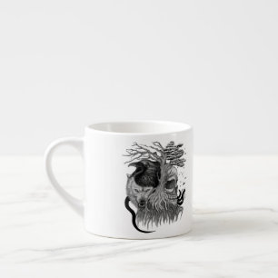 Wolf and Raven with Skull Espresso Cup