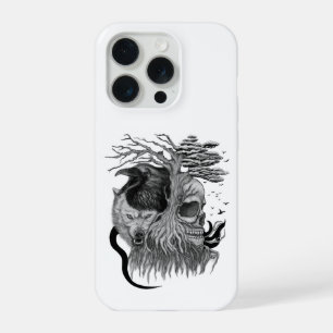 Wolf and Raven with Skull iPhone 15 Pro Case