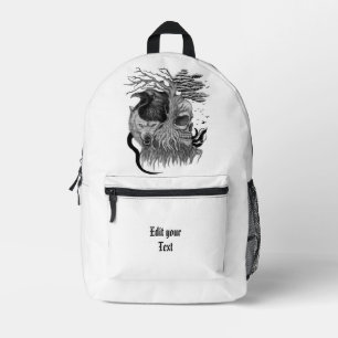 Wolf and Raven with Skull Printed Backpack