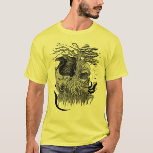 Wolf and Raven with Skull T-Shirt