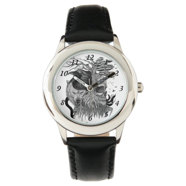 Wolf and Raven with Skull Watch (Front)
