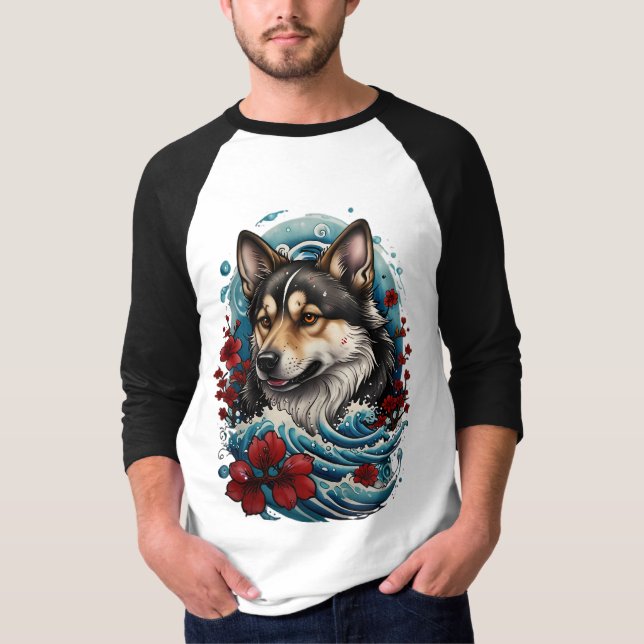 Wolf and Waves T-Shirt (Front)