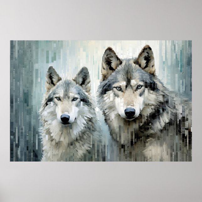 Wolf Animal Art Decor Paint Mosaic  (Front)