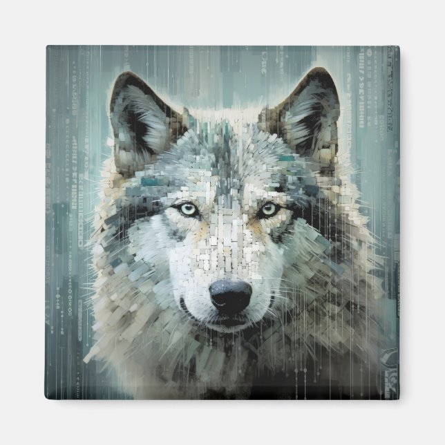 Wolf Animal Art Decor Paint Mosaic  Magnet (Front)