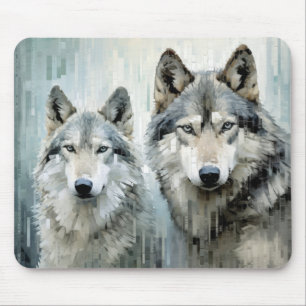 Wolf Animal Art Decor Paint Mosaic  Mouse Pad