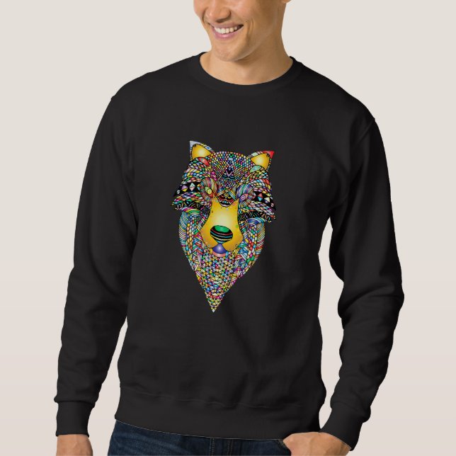 Wolf Animal Head Predator Decorative Sweatshirt (Front)