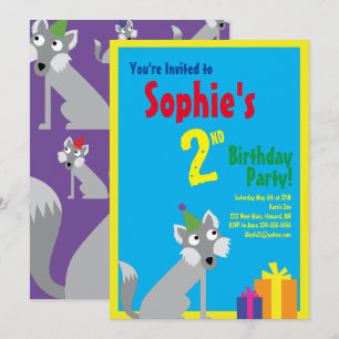 Wolf Animal Kid's Birthday Party Invitations