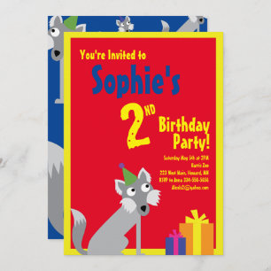 Wolf Animal Kid's Birthday Party Invitations