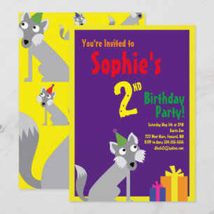 Wolf Animal Kid's Birthday Party Invitations