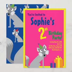 Wolf Animal Kid's Birthday Party Invitations
