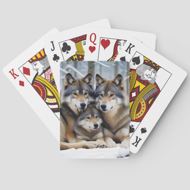 Wolf Animal Nature Wildlife Affection Caring Playing Cards (Back)