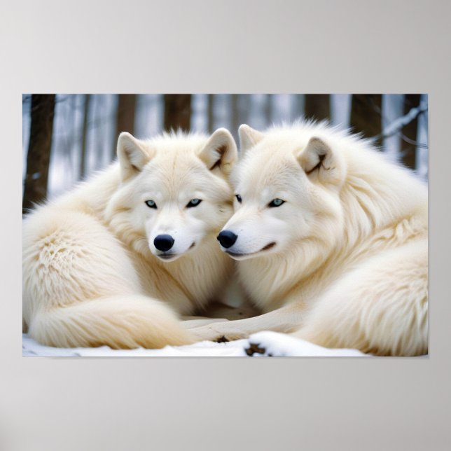 Wolf Animal Nature Wildlife Affection Caring Poster (Front)