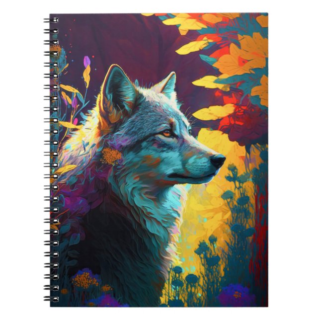 Wolf Animal Portrait Painting Wildlife Outdoors Notebook (Front)