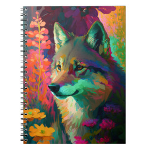 Wolf Animal Portrait Painting Wildlife Outdoors Notebook