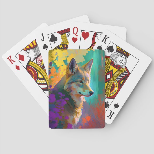 Wolf Animal Portrait Painting Wildlife Outdoors  Playing Cards (Back)