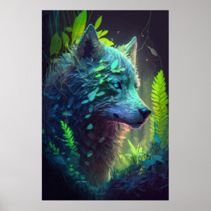 Wolf Animal Portrait Painting Wildlife Outdoors  Poster