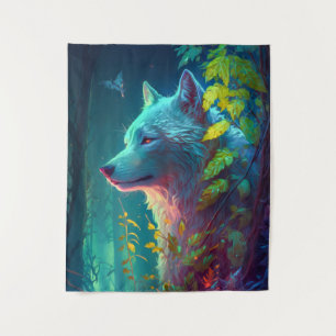Wolf Animal Portrait Painting Wildlife Outdoors Tapestry