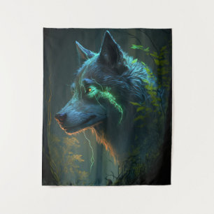 Wolf Animal Portrait Painting Wildlife Outdoors Tapestry