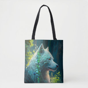 Wolf Animal Portrait Painting Wildlife Outdoors Tote Bag