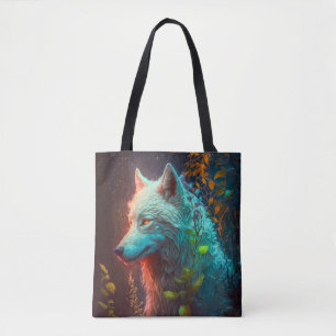 Wolf Animal Portrait Painting Wildlife Outdoors Tote Bag