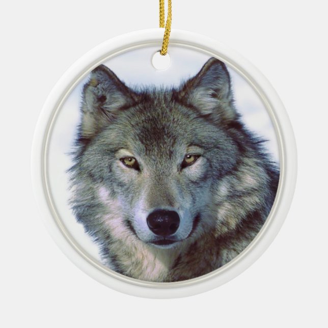 Wolf animal totem ceramic tree decoration (Front)