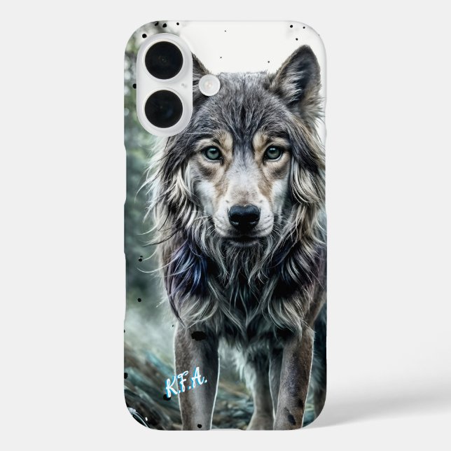 Wolf - Animal w/ Initials Case-Mate iPhone Case (Back)