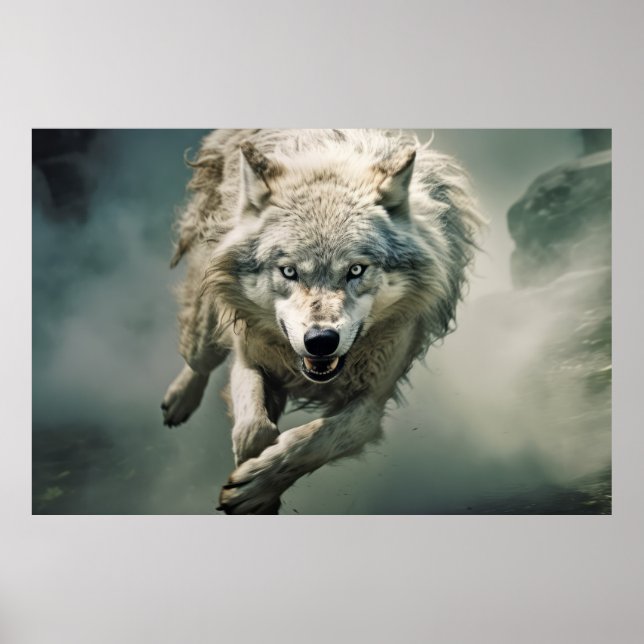 Wolf Animal Wildlife Wilderness Colourful Wall Art (Front)
