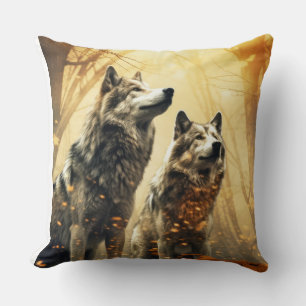 Wolf Animal Wildlife Wilderness Colourful Wall Art Cushion