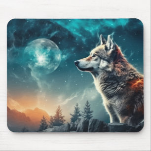 Wolf Animal Wildlife Wilderness Colourful Wall Art Mouse Pad