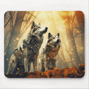 Wolf Animal Wildlife Wilderness Colourful Wall Art Mouse Pad