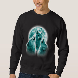 Wolf Animals Howls Moon Print Animal Lovers Wolf Sweatshirt