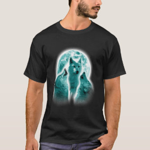 Wolf Animals Howls Moon Print Animal Lovers Wolf T-Shirt