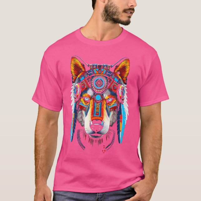 Wolf Anime Abstract Art Animal Face Wolf T-Shirt (Front)