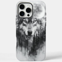 Wolf appears from misty forest at night