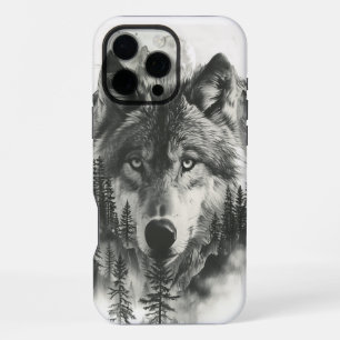 Wolf appears in dawn's misty mountains iPhone 16 pro max case