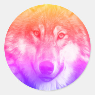 Wolf art classic round sticker