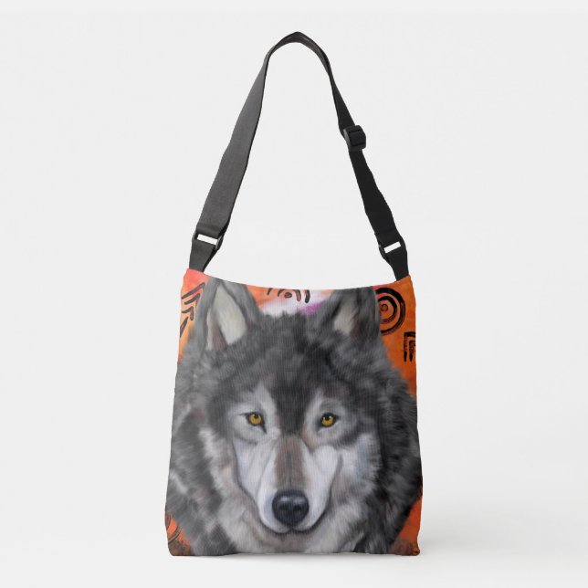  Wolf Art Crossbody Bag (Front)
