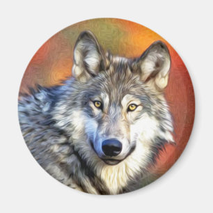 Wolf Art Painting Magnet