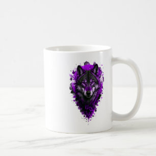 Wolf Art - Purple Sticker Coffee Mug