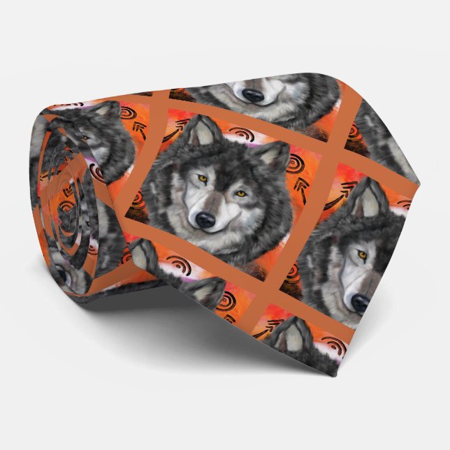  Wolf Art Tie (Rolled)