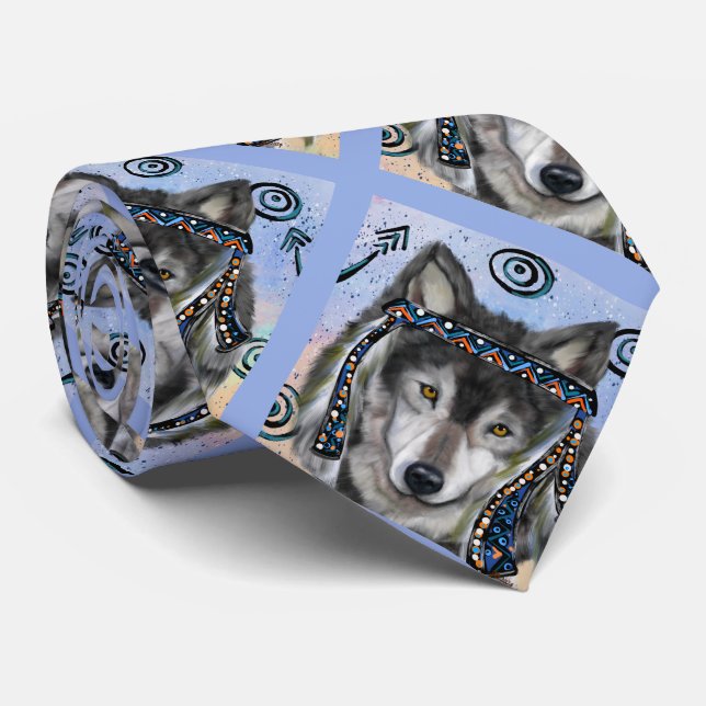  Wolf Art Tie (Rolled)
