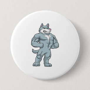 Wolf as Bodybuilder extreme 7.5 Cm Round Badge