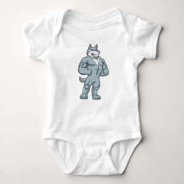 Wolf as Bodybuilder extreme Baby Bodysuit (Front)