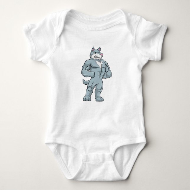 Wolf as Bodybuilder extreme Baby Bodysuit (Front)