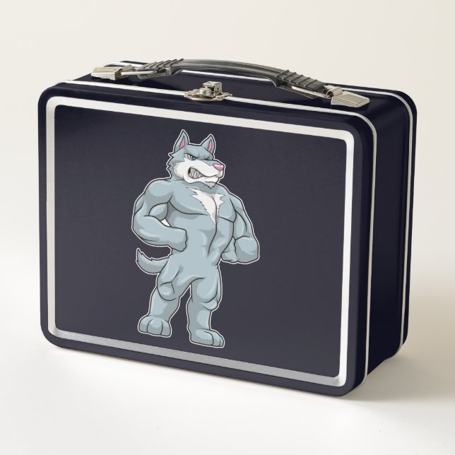 Wolf as Bodybuilder extreme Metal Lunch Box (Front)