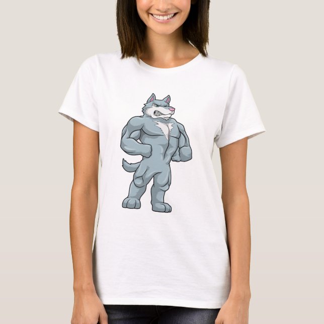 Wolf as Bodybuilder extreme T-Shirt (Front)