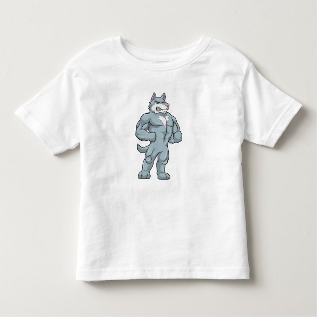 Wolf as Bodybuilder extreme Toddler T-Shirt (Front)