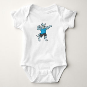 Wolf as Bodybuilder with big Upper arms Baby Bodysuit